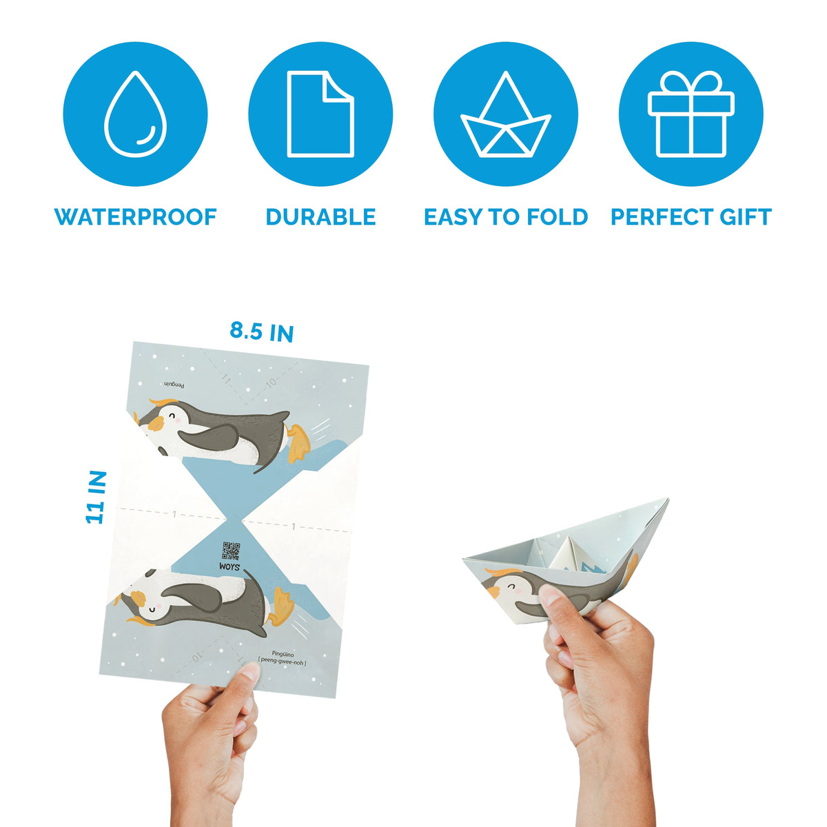 WOYS North Set features: waterproof, reusable, tree-free paper